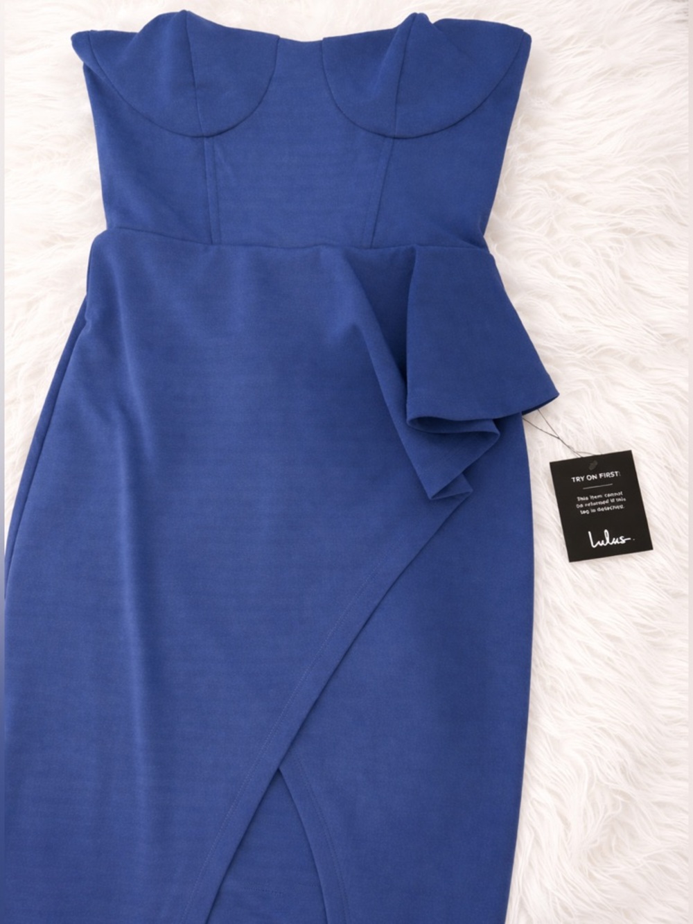 Lulu's Stunning Splendor Blue Bustier Tulip Maxi Dress S - Picture 6 of 8